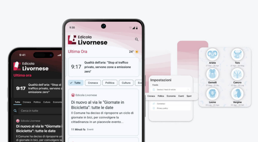 Edicola Livornese funzionalità e impostazioni